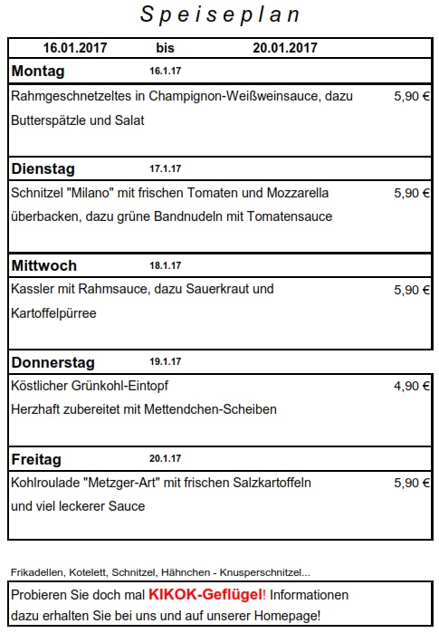 Speiseplan   3-17 kw